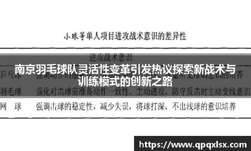 南京羽毛球队灵活性变革引发热议探索新战术与训练模式的创新之路